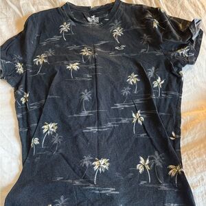 Hollister Dark Gray Palm Print Tee
